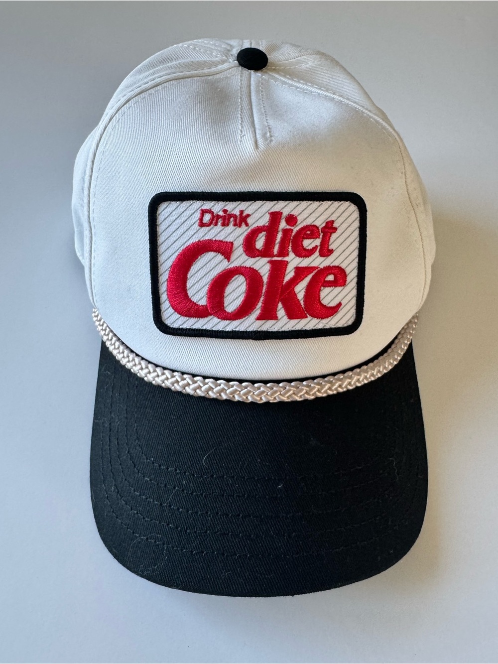 Diet Coke American Needle Rope Hat Snapback White Black Retro Cap